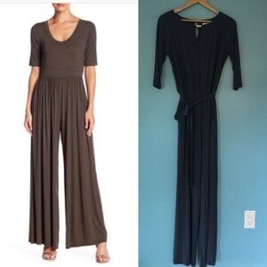 Emma & Michelle• Gray 3/4 Sleeve wide Leg Romper Small